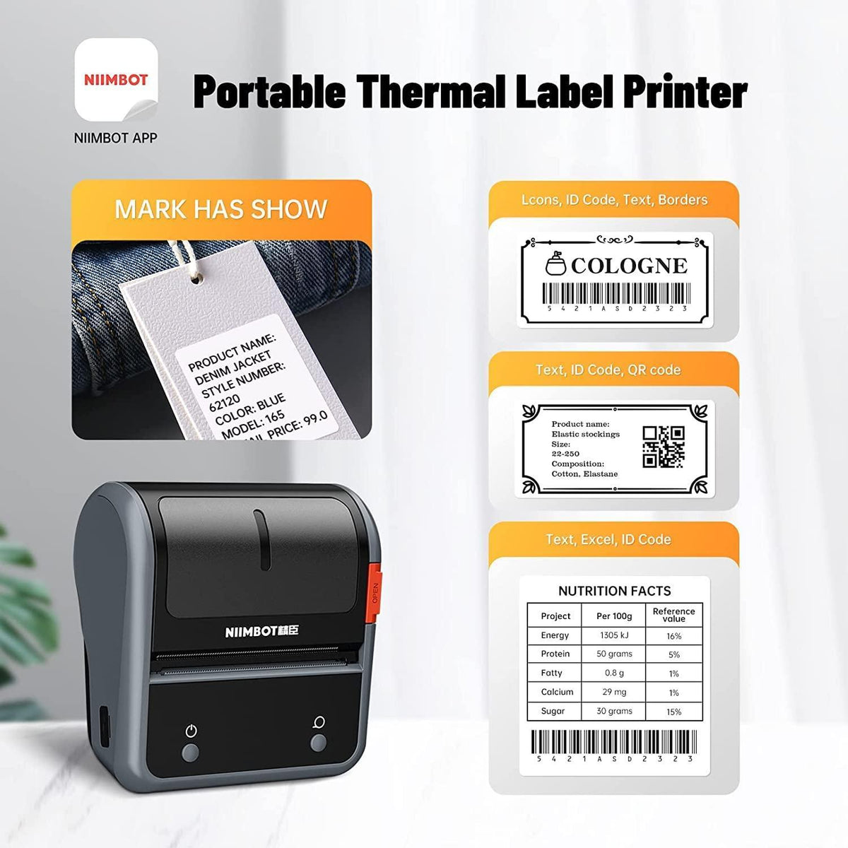 NIIMBOT B3S Thermal Label Printer - Streamline Labeling and Receipt Printing