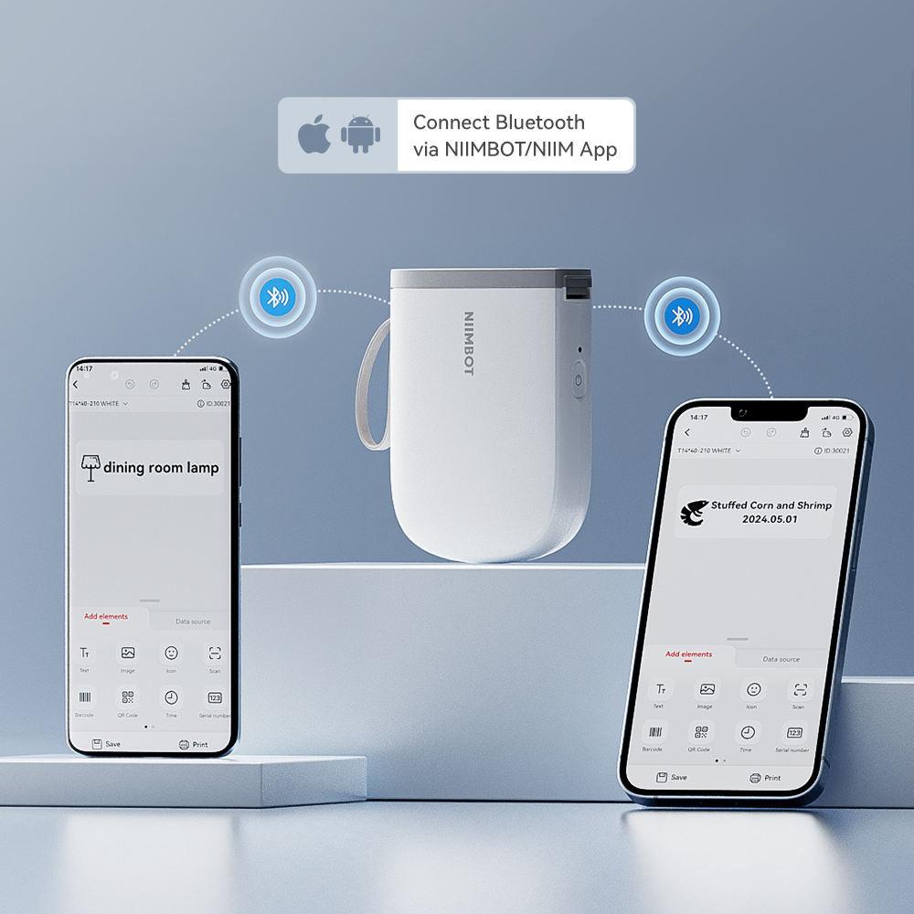 NIIMBOT D11 Upgraded 300dpi Mini Printer Portable Bluetooth Connection for Home, School