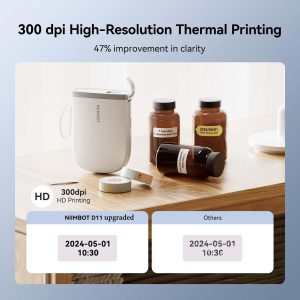 NIIMBOT D11 Upgraded 300dpi Mini Printer Portable Bluetooth Connection for Home, School