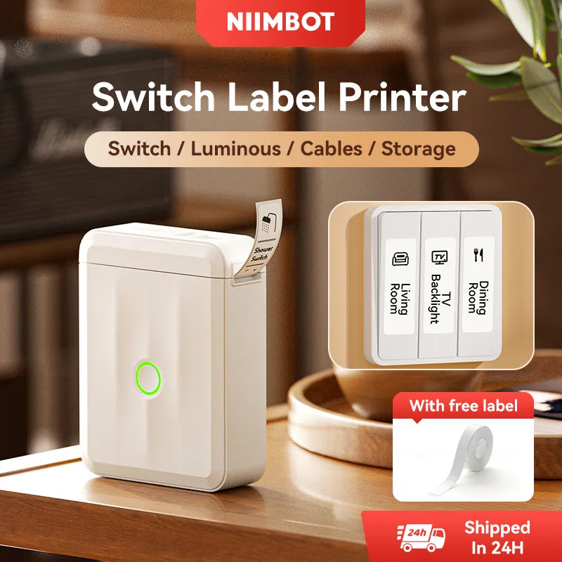 NIIMBOT D110 Upgraded Thermal Switch Mini Label Maker Bluetooth for Office Home School