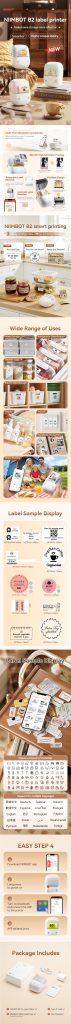NIIMBOT B2 Label Maker, Thermal Label Printer, Portable Inkless Label Makers for Home/Office/Business